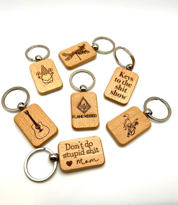 Customized beechwood keychain