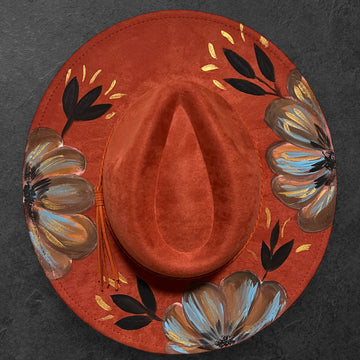 ONE SIZE: Vegan Suede Autumn Bloom - Wide Brim Fedora